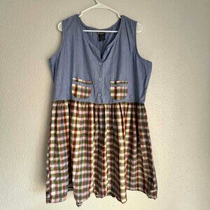 Vintage denim and plaid smock dress - Chandri